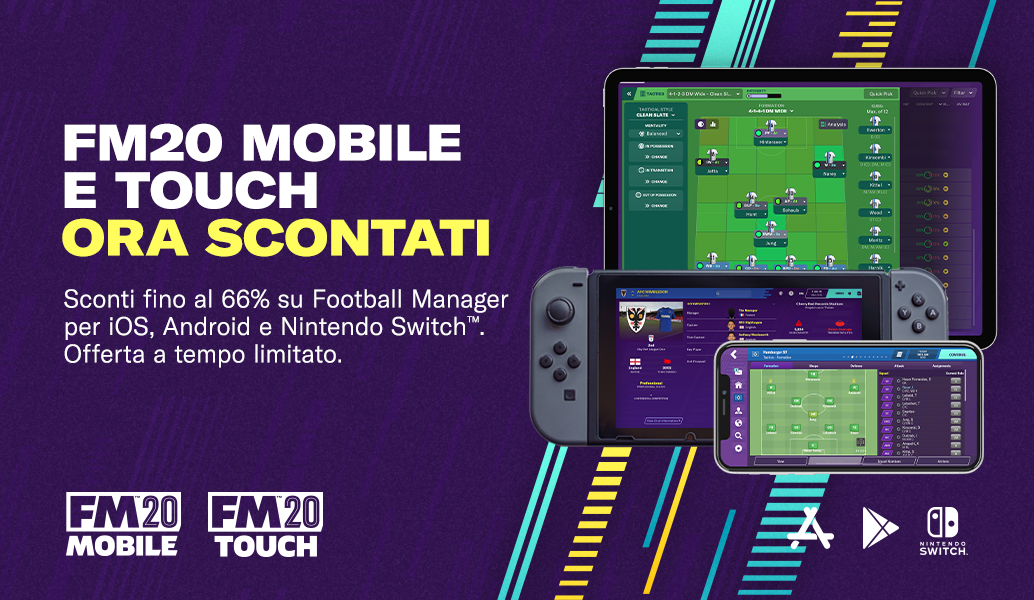 Football Manager 2020 Mobile e Touch con uno sconto fino al 66%