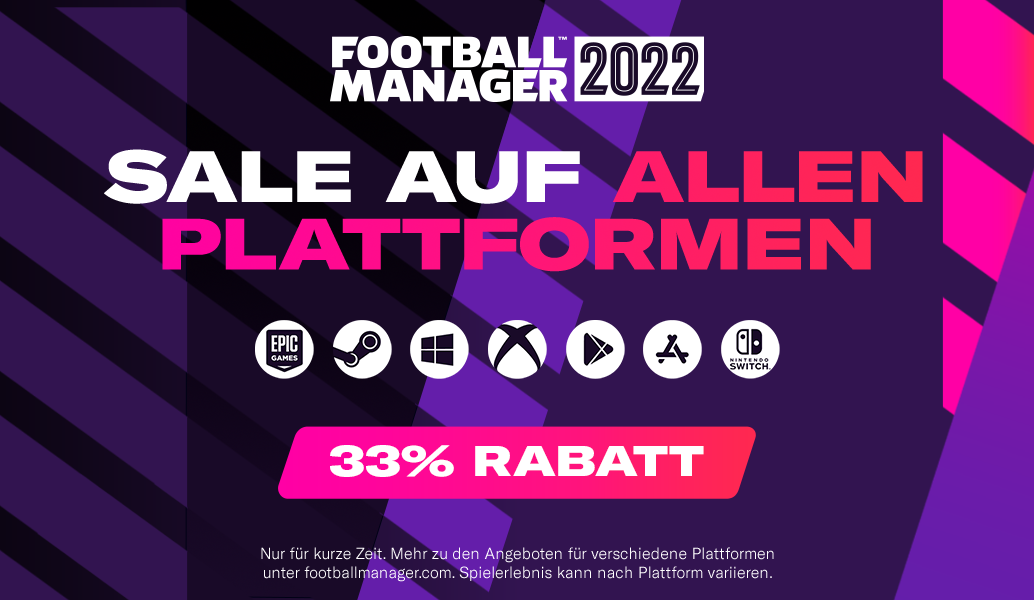 Erhalte jetzt 33 % Rabatt auf Football Manager 2022 auf allen Plattformen