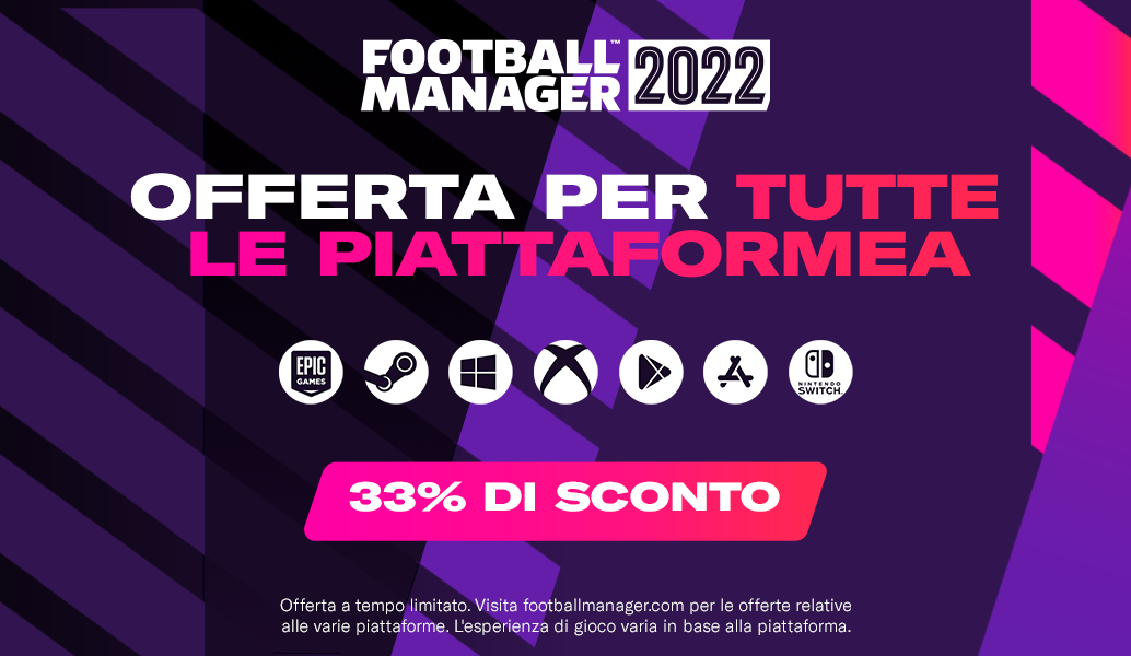 Ottieni il 33% di sconto su Football Manager 2022 per tutte le piattaforme