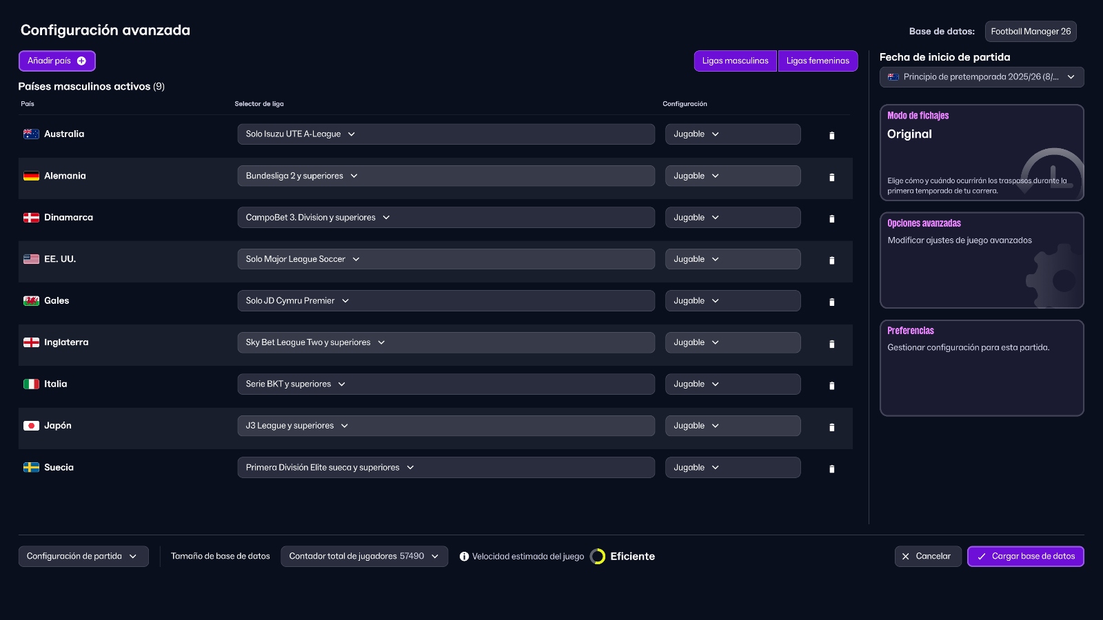 FM26 Women's League Selection