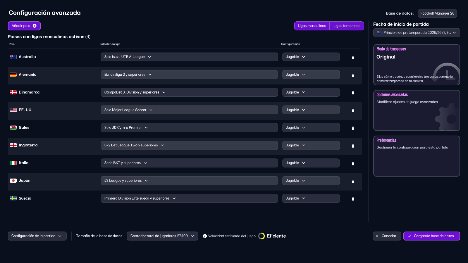 FM26 Women's League Selection