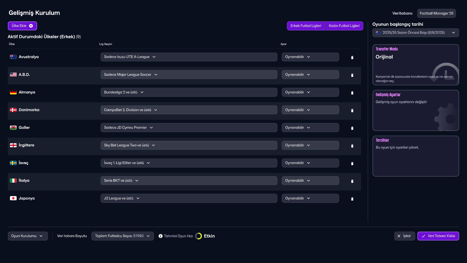 FM26 Women's League Selection