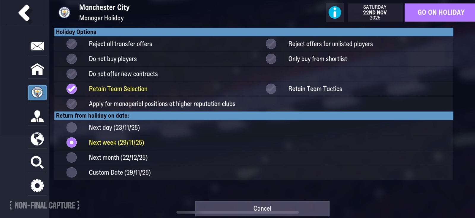 Manager Holiday Overview