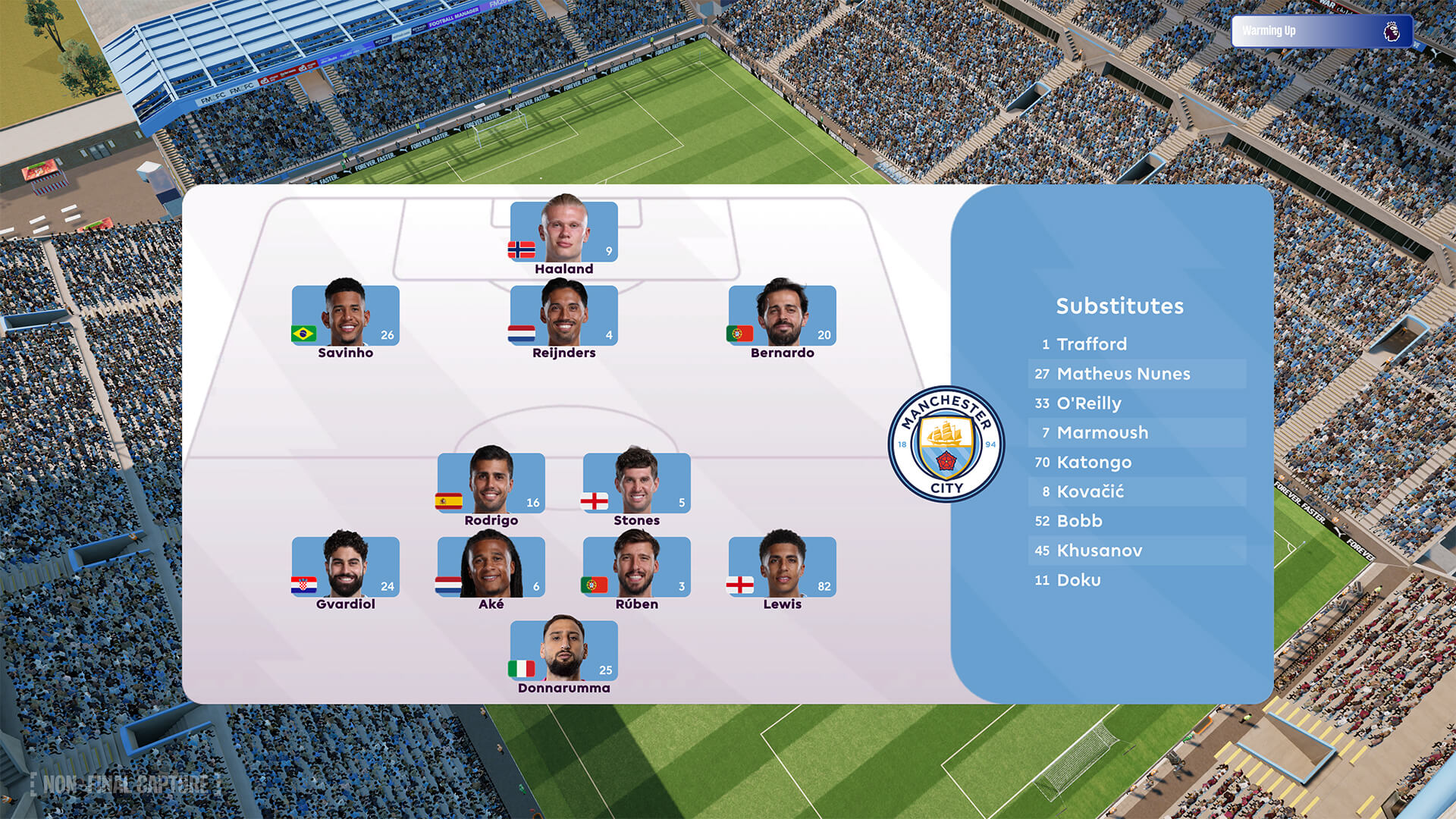 Man City Line Up Animation
