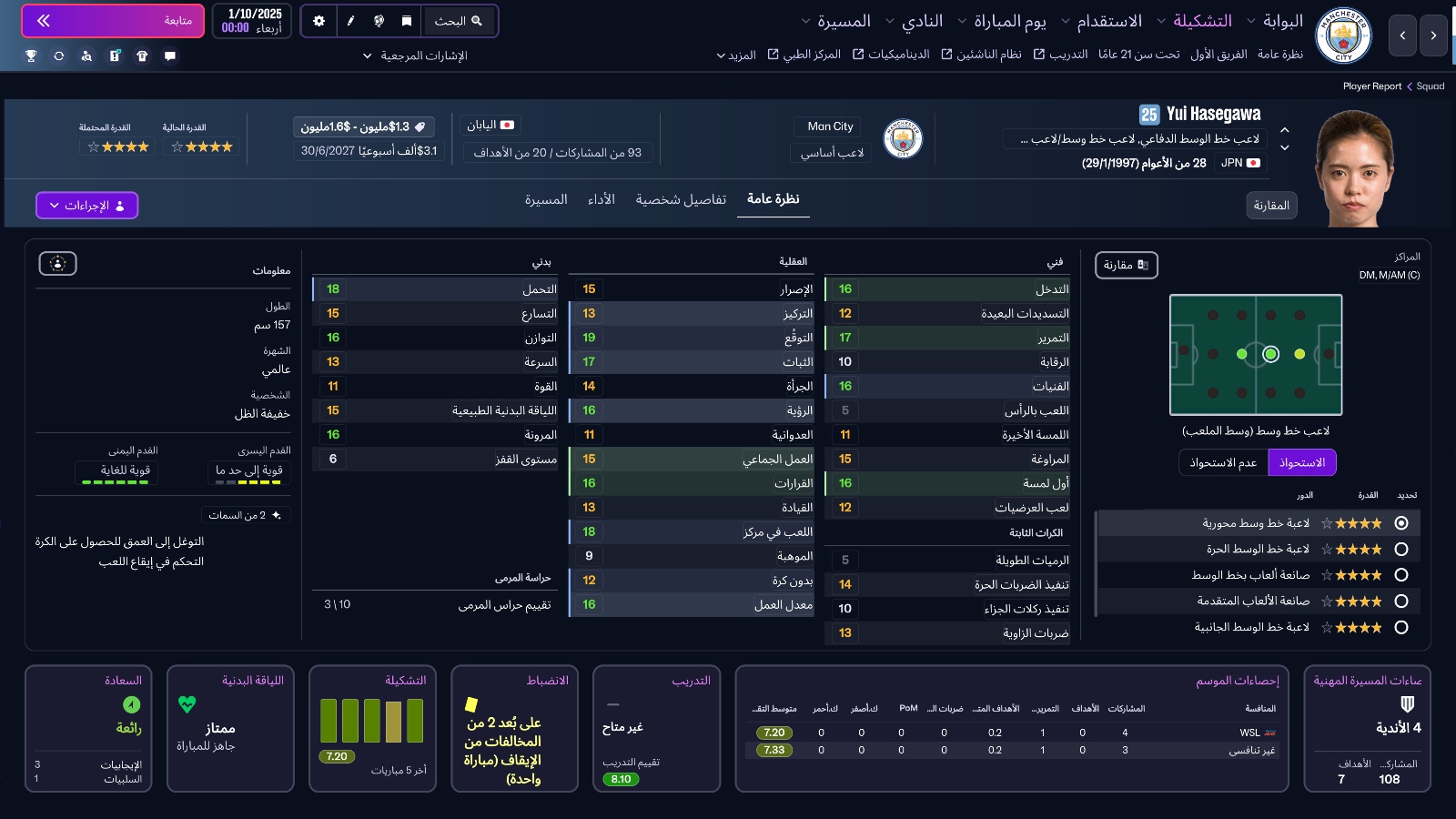 FM26 Yui Hasegawa Profile