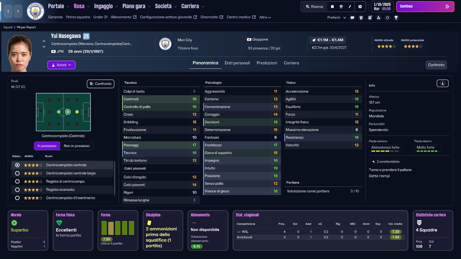 FM26 Yui Hasegawa Profile