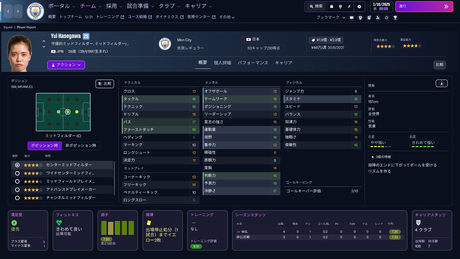 FM26 Yui Hasegawa Profile