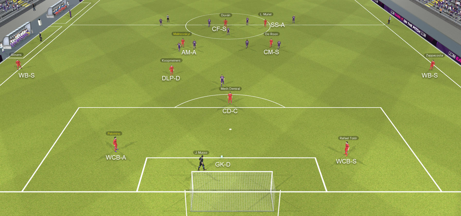 5-2-2-1 shape at a goal kick, before it morphs in possession