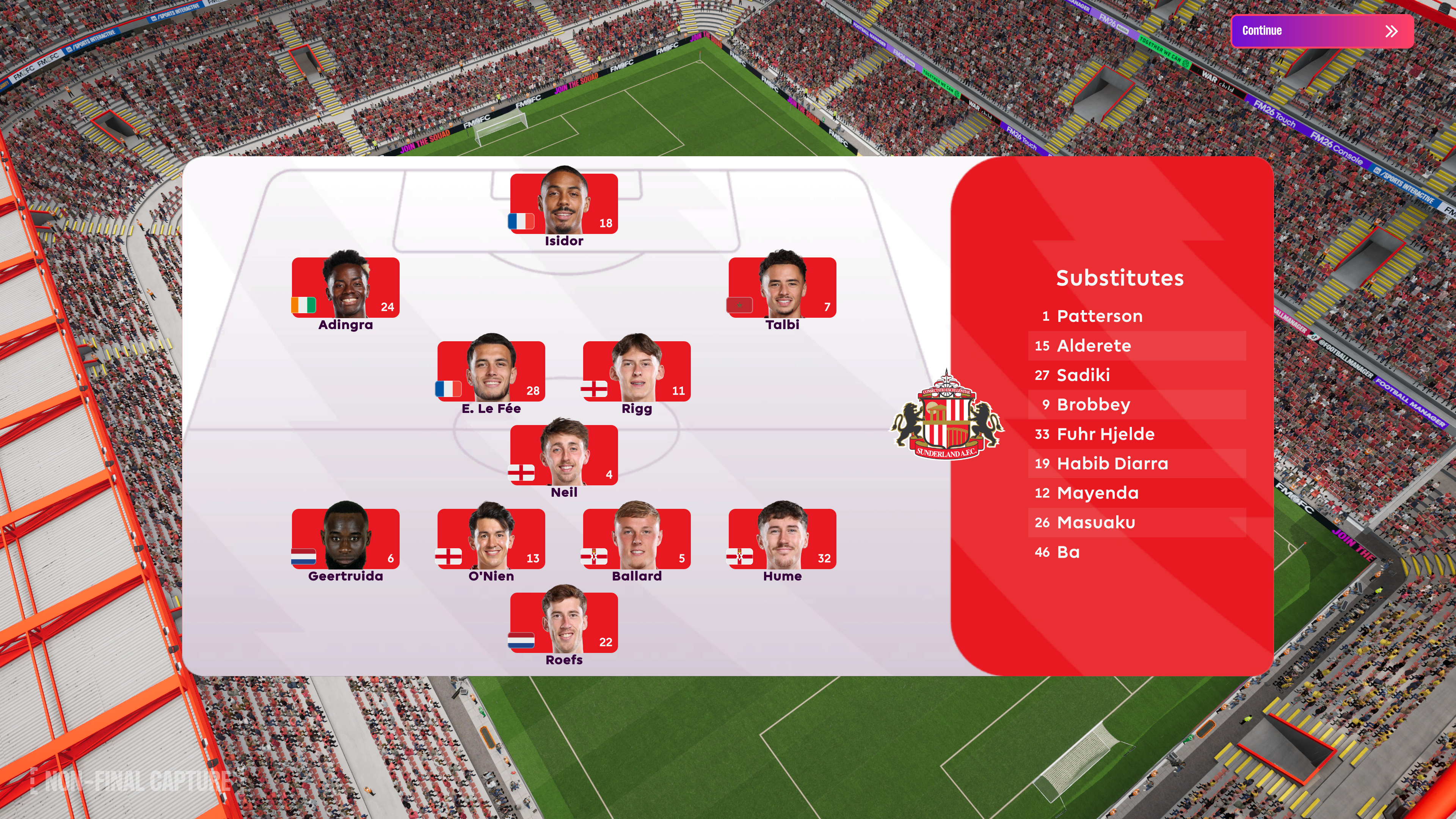 Sunderland Pre-Match Broadcast Graphics Line-up