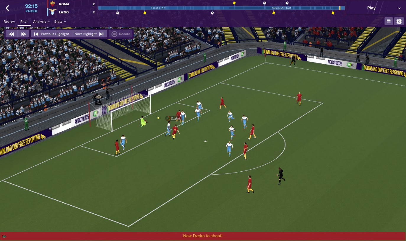 A match taking place in Football Manager 2019