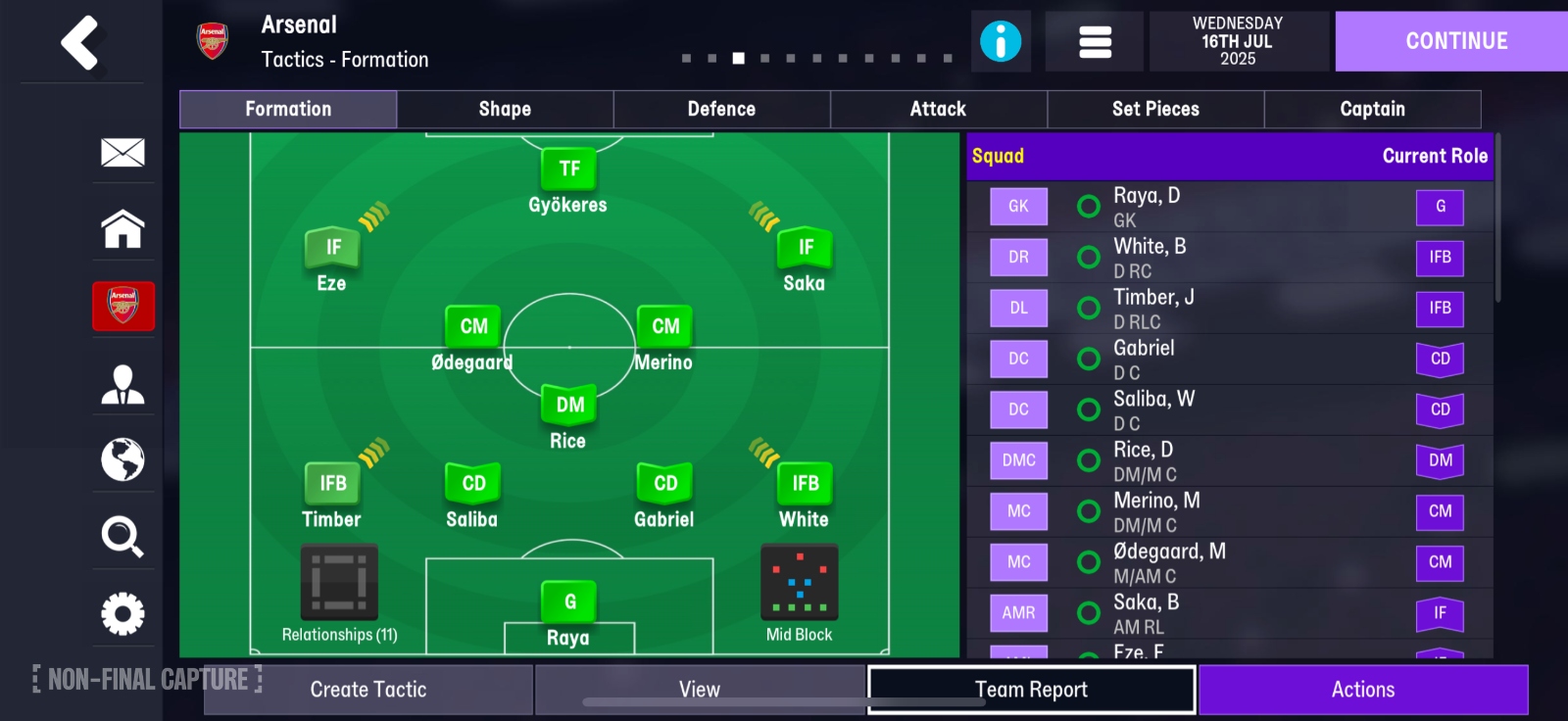 FM26 Mobile Tactics Screen