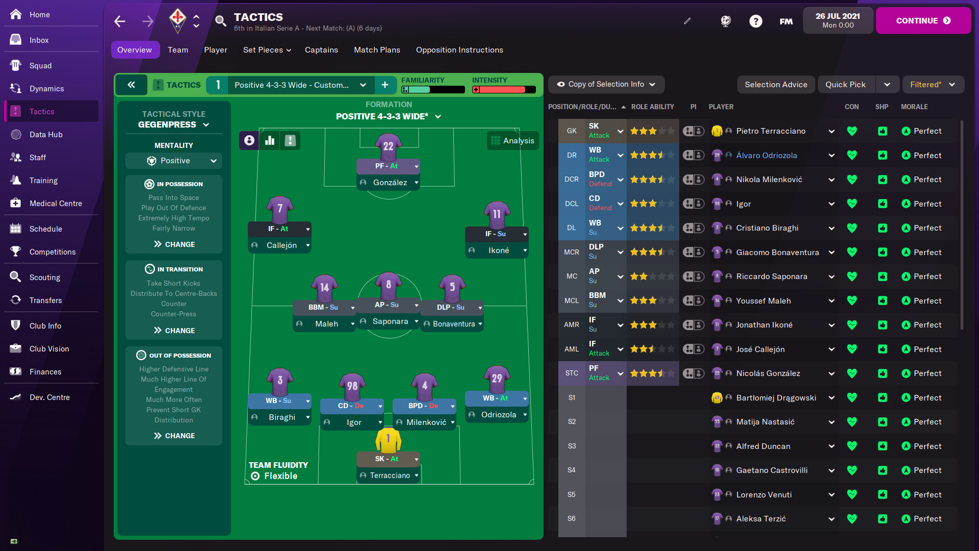 Fiorentina Tactics