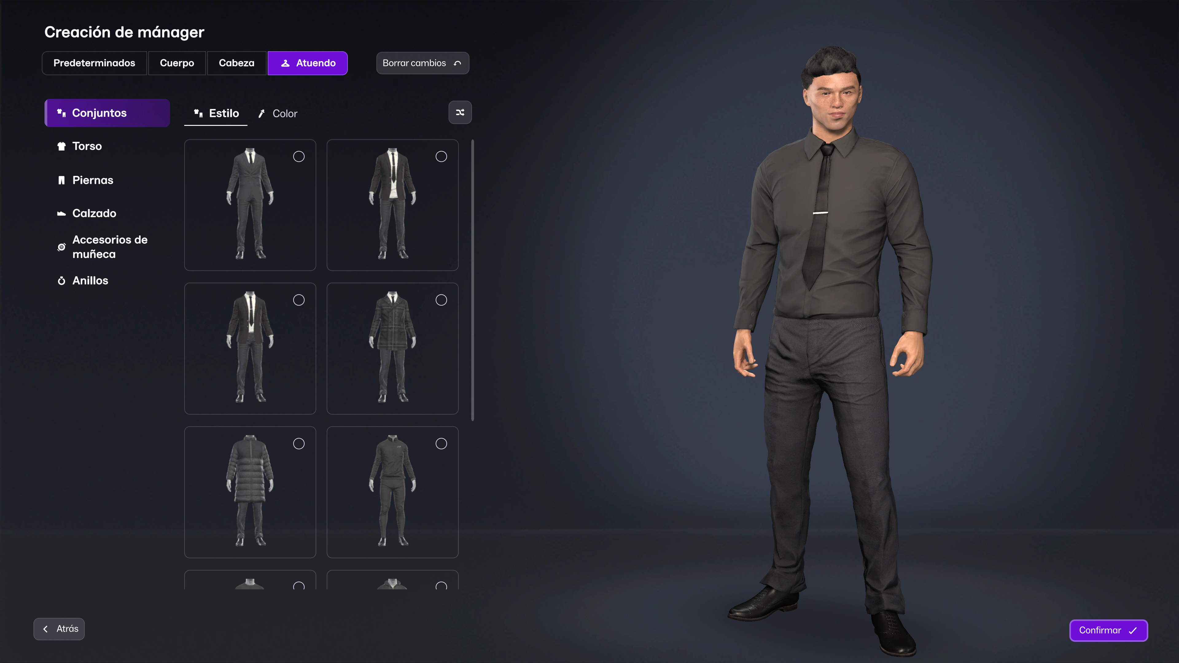 Manager Outfit Screen