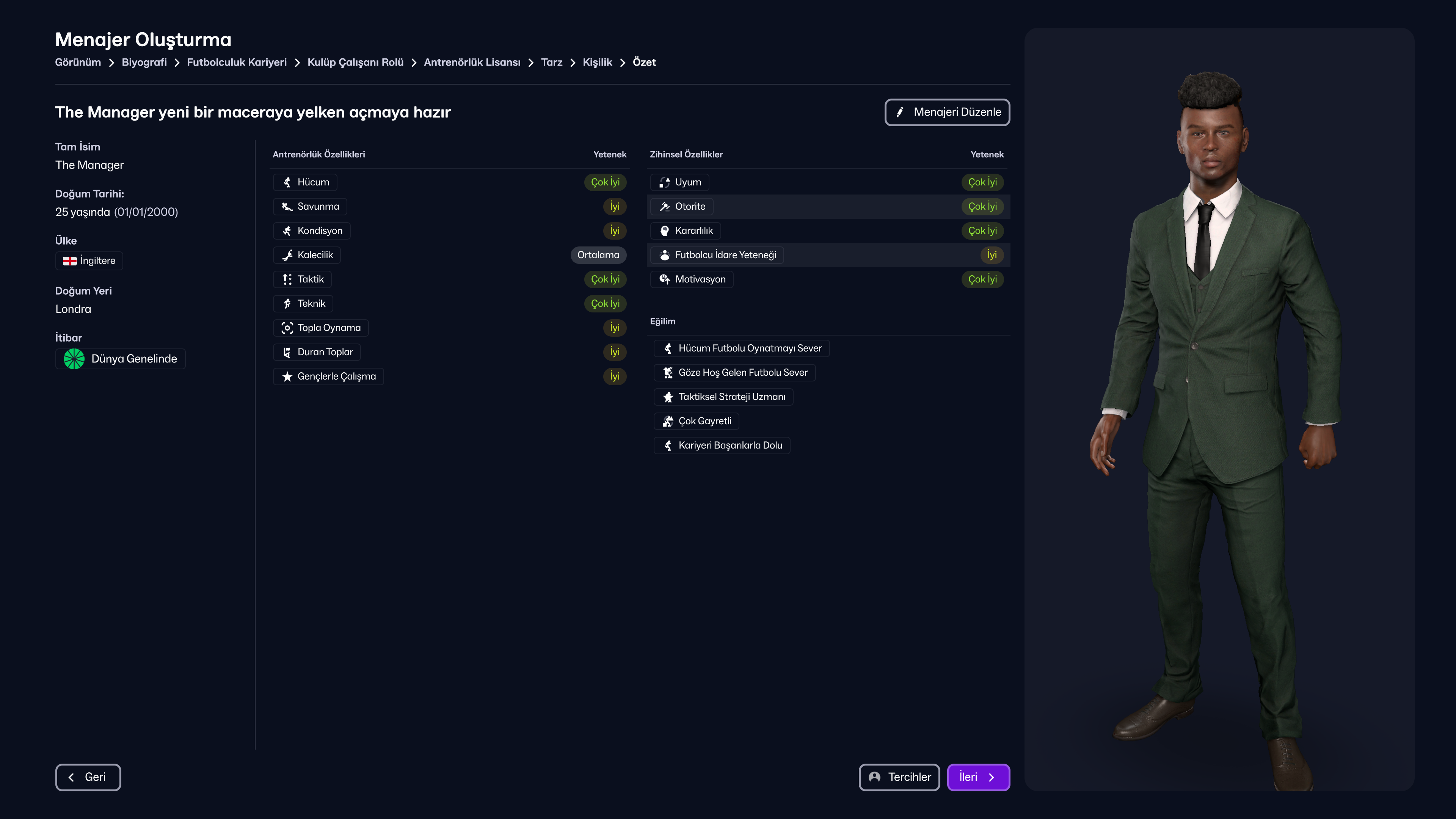 Manager Profile Summary