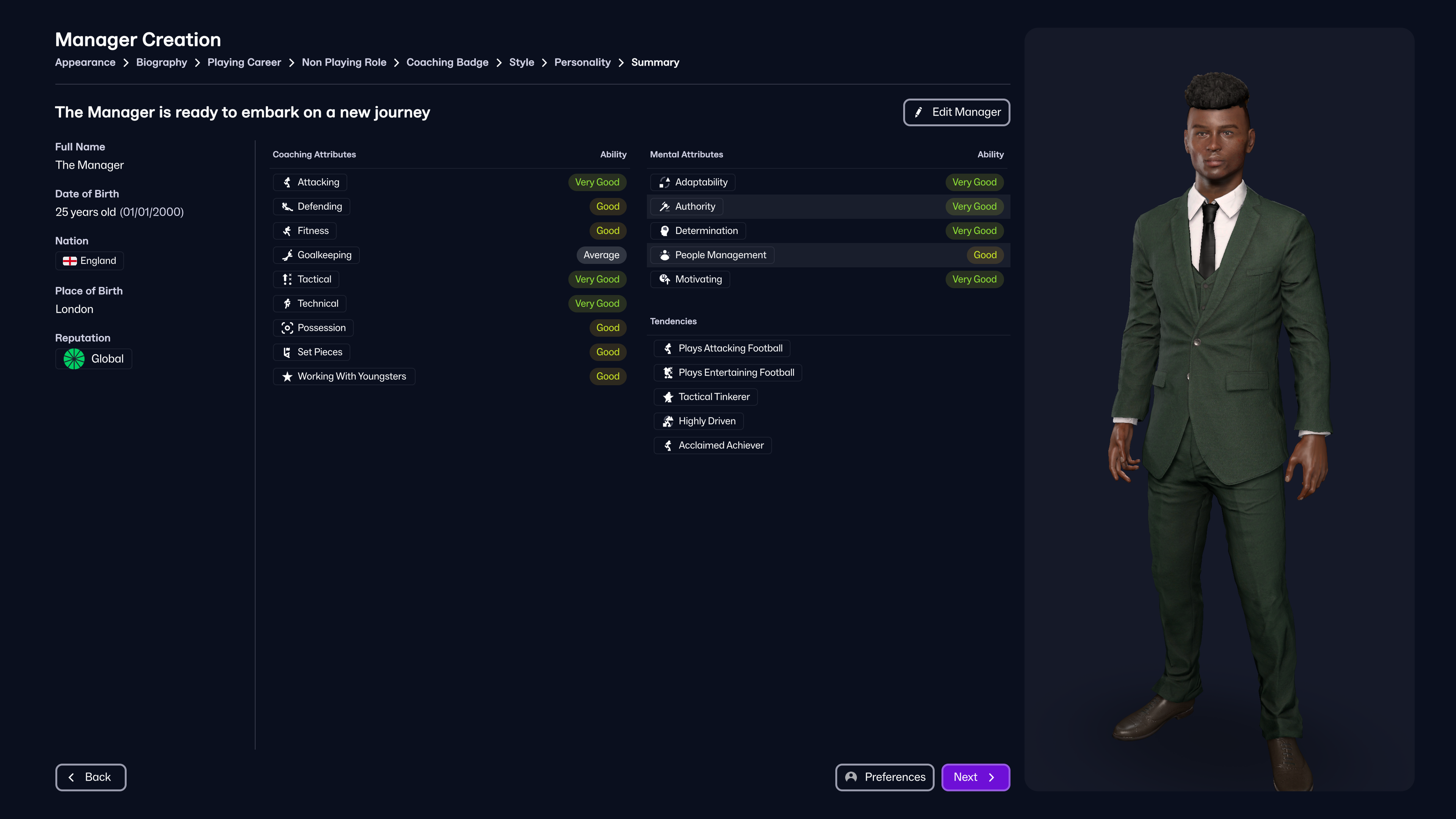 Manager Profile Summary