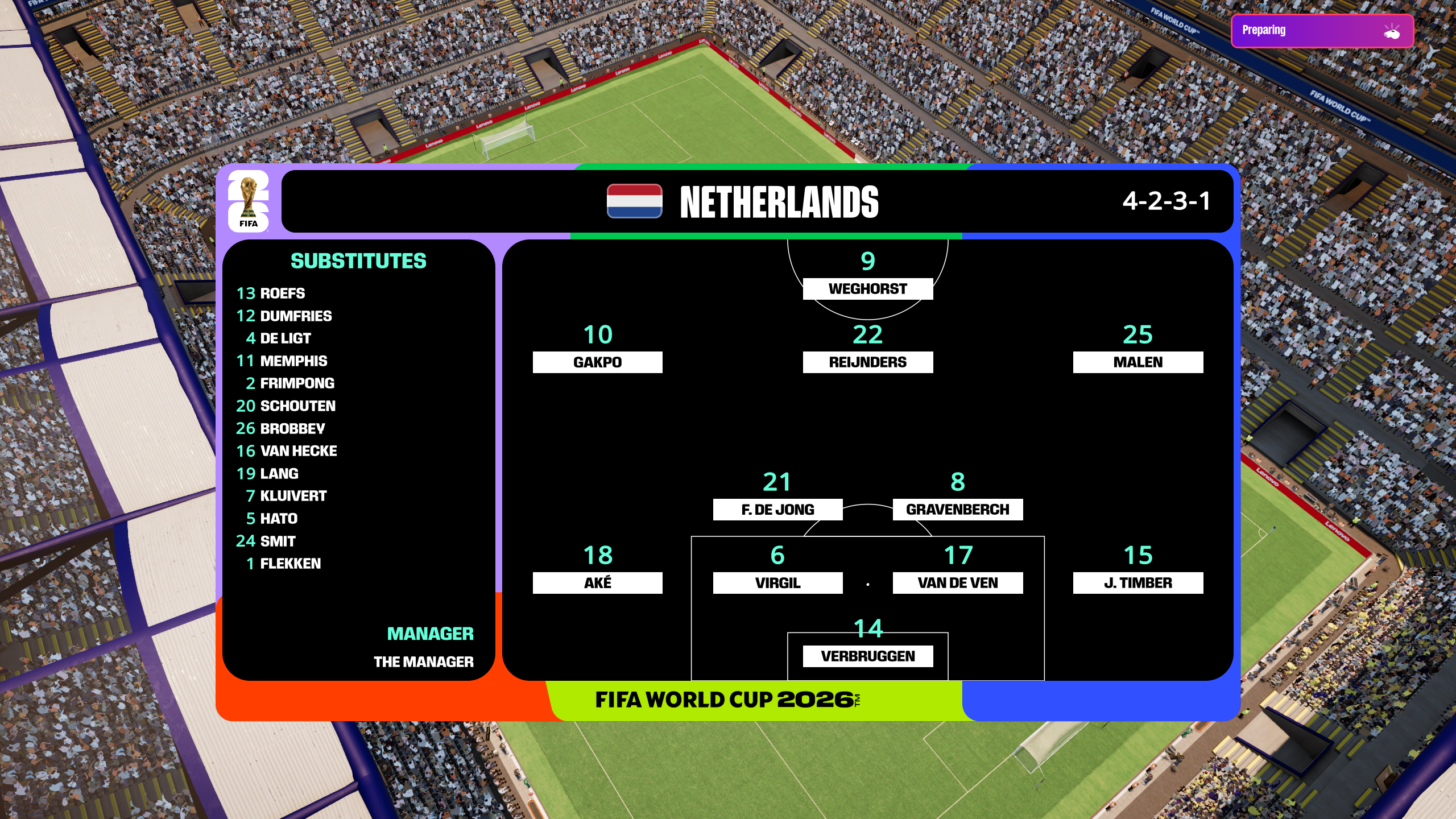Netherlands pre-match line up